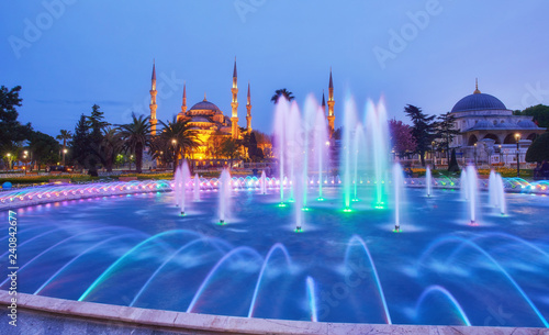 Photography Colorful spring sunset in Sultan Ahmet park in Istanbul, Turkey, Europe