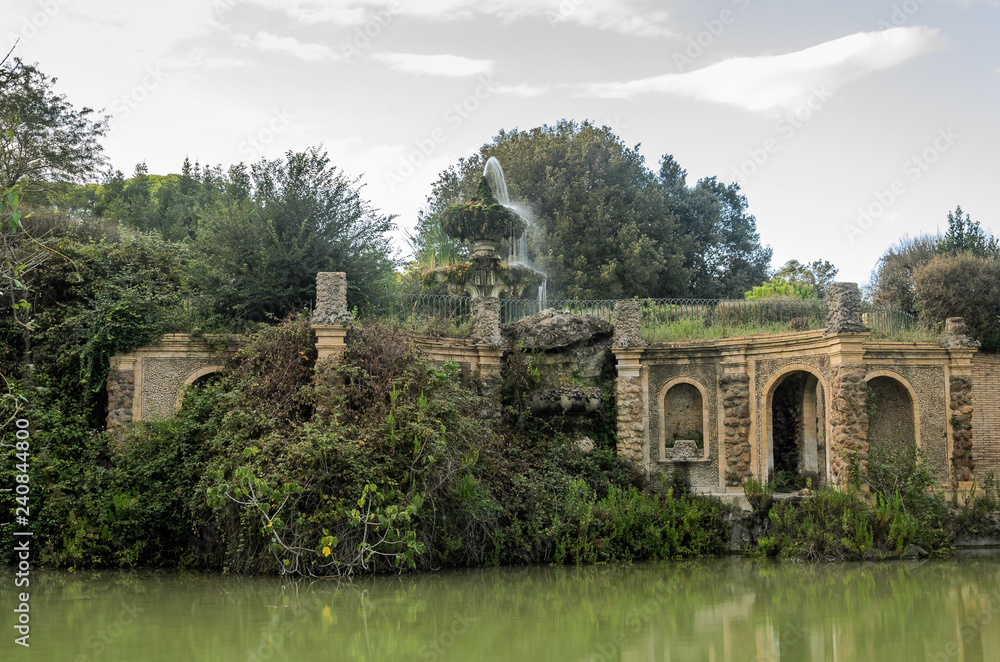 Old antique fountain at Villa Pamphili in Rome, Italy Old antique fountain at Villa Pamphili in Rome, Italy