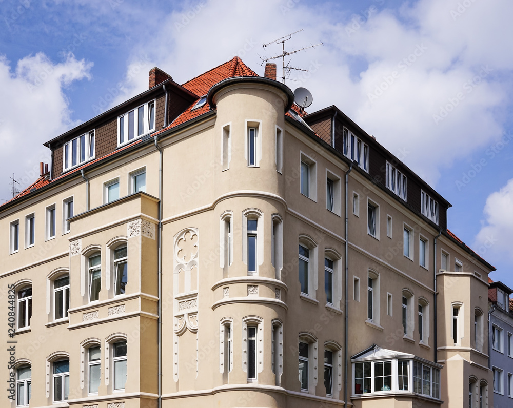 Obraz premium restored historicist building with bay windows in Hannover Germany