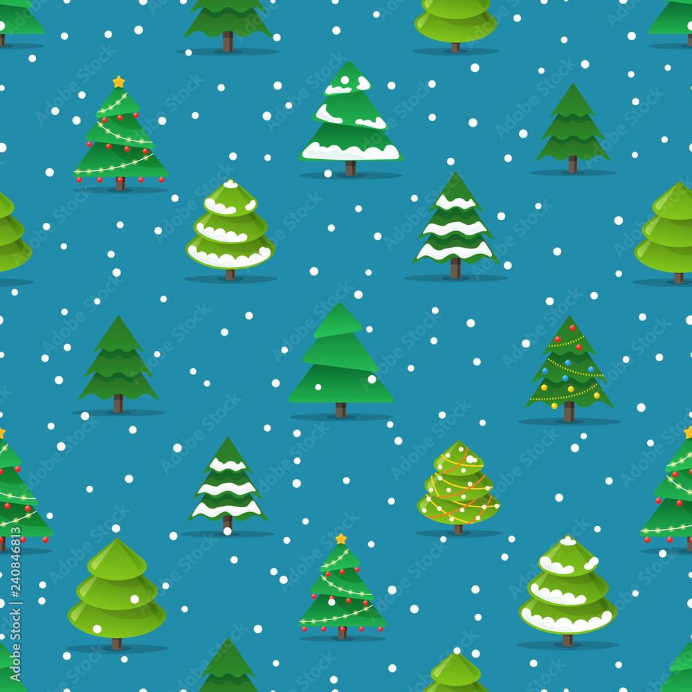 Christmas trees seamless pattern vector illustration