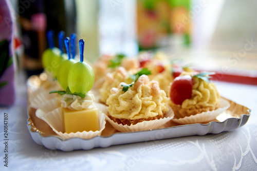 Served banquet table.