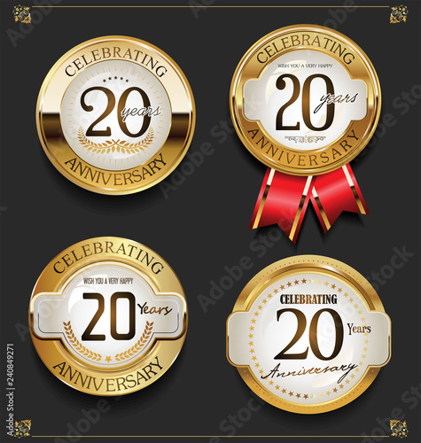 Collection of Elegant golden anniversary background 