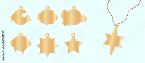 Set of pendant metal Star Sun Moon Cloud