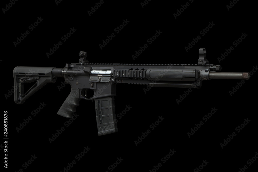 Modern automatic rifle isolated on black Modern automatic rifle isolated on black