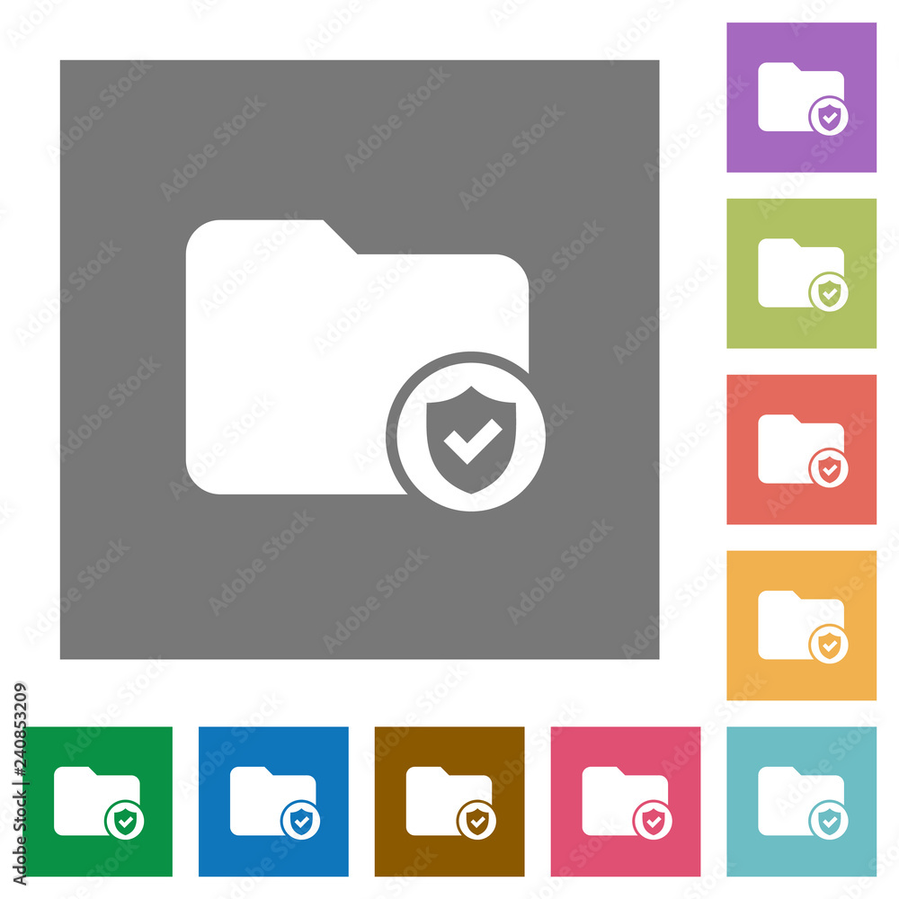 Protected directory square flat icons Protected directory square flat icons