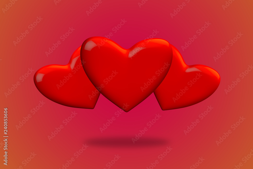 Love heart pink background 3d render