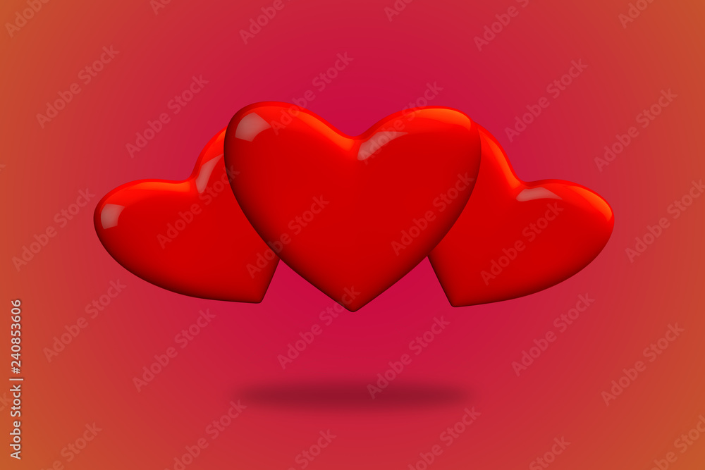Love heart pink background 3d render Love heart pink background 3d render