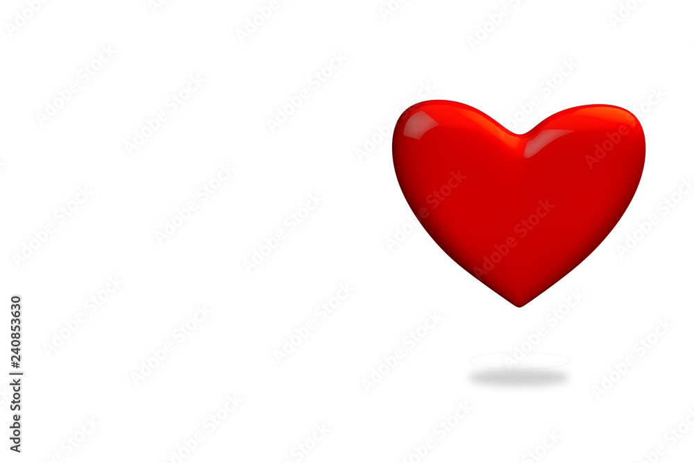 Love heart white background isolated 3d render