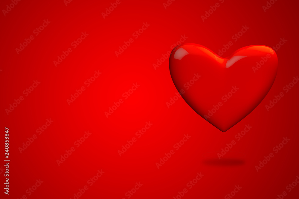 Love heart red background 3d render Love heart red background 3d render