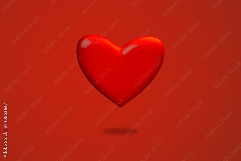 Love heart red background 3d render Love heart red background 3d render
