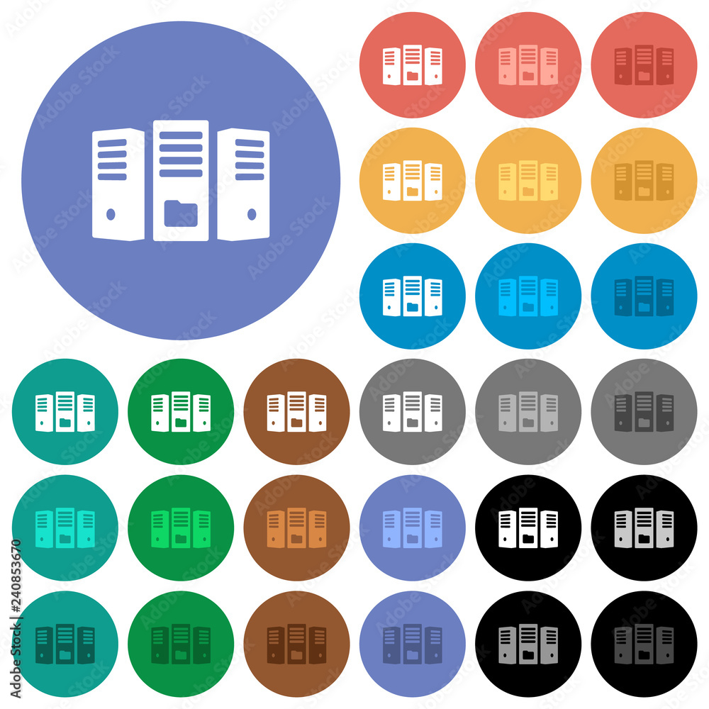 File server round flat multi colored icons File server round flat multi colored icons
