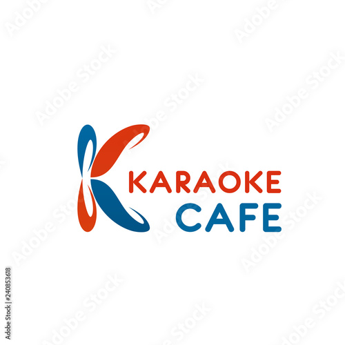 Karaoke cafe vector letter K icon