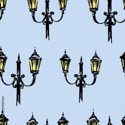 Vector background of street lights sketches