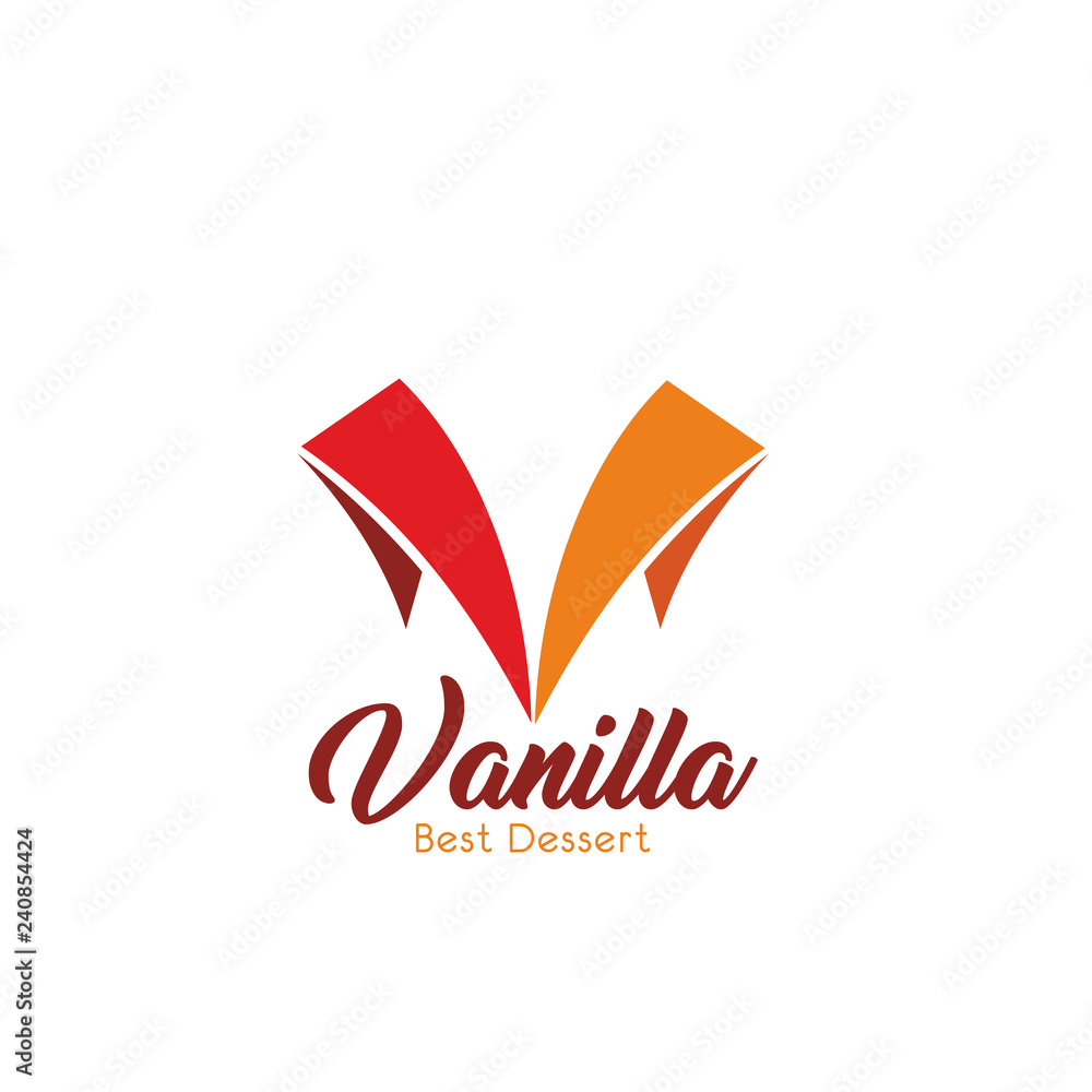 Vanilla dessert patisserie vector letter V icon Vanilla dessert patisserie vector letter V icon