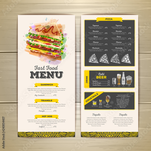 Vintage chalk drawing fast food menu design. Sandwich sketch corporate identity