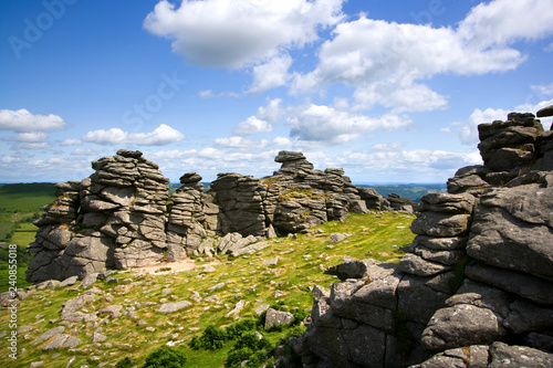 Hound Tor, a granite outcrop on Dartmoor National Park, Devon, UK