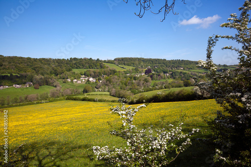 The idyllic rural Slad Valley in spring sunshine, Cotswolds, Gloucesteshire, UK. photo