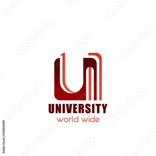 University or college vector letter U icon