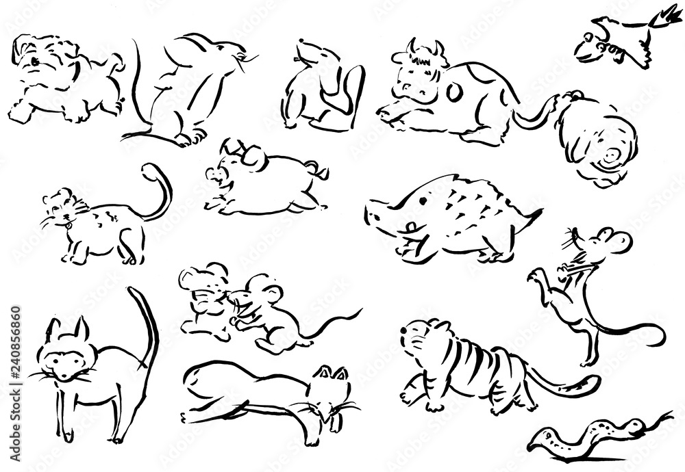 現代鳥獣戯画 Stock Illustration Adobe Stock