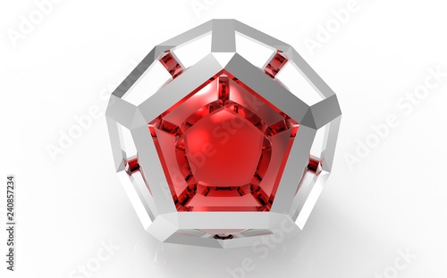 Geometric solid icon 3d rendering on white background