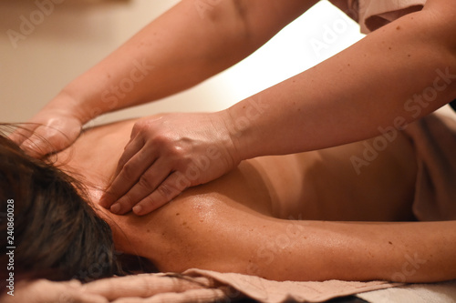 Woman having back massage. Body care  woman having massage in spa