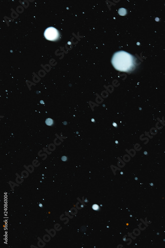 Flakes of snow falling on a black background. Isolated © Jevgenij