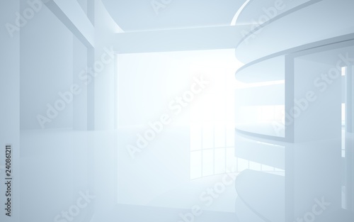 Fototapeta Naklejka Na Ścianę i Meble -  Abstract white interior multilevel public space with window. 3D illustration and rendering.