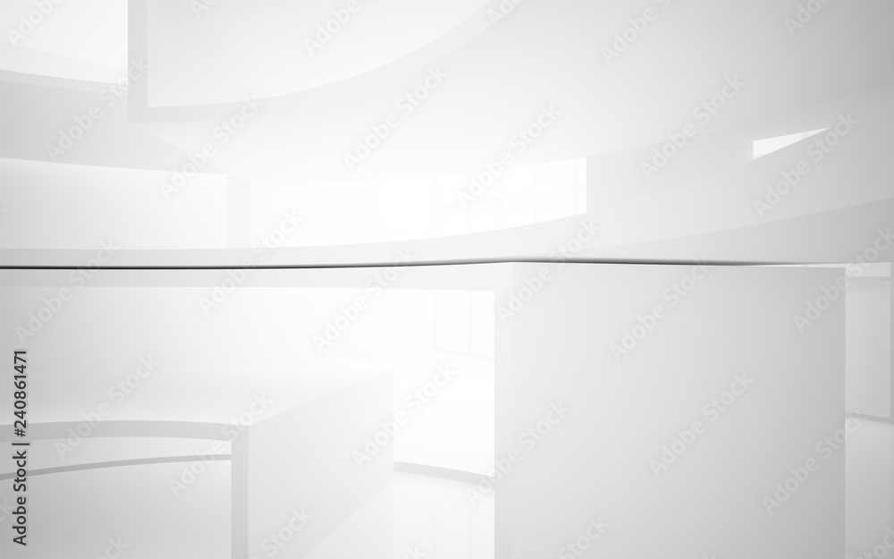 Abstract white interior multilevel public space with window. 3D illustration and rendering. Abstract white interior multilevel public space with window. 3D illustration and rendering.