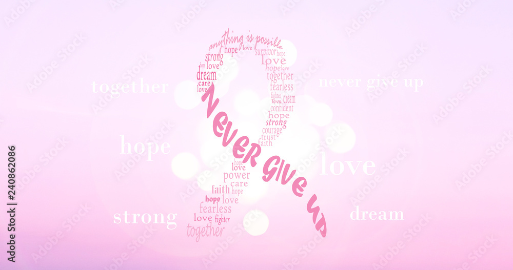 Pink breast cancer ribbon. Motivational background image Pink breast cancer ribbon. Motivational background image