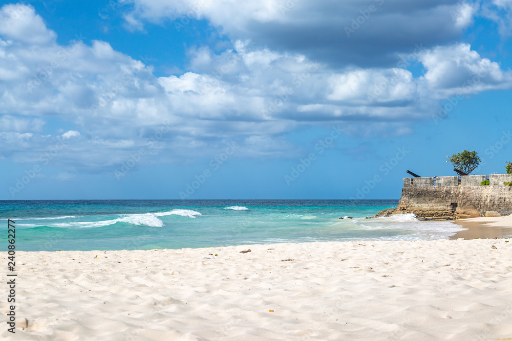 Cannons on the coast, on the Caribbean island of Barbados