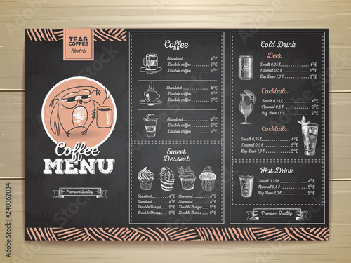 Vintage chalk drawing coffee menu design.