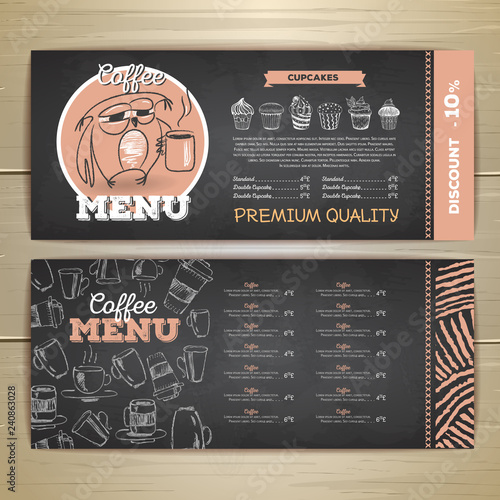 Vintage chalk drawing coffee menu design.
