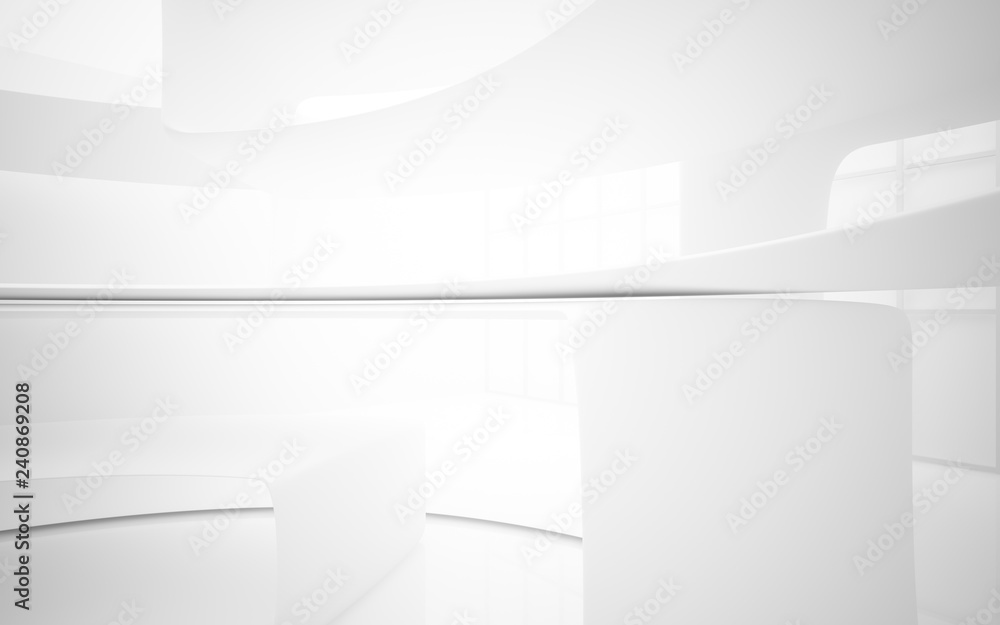 Fototapeta premium White smooth abstract architectural background. 3D illustration and rendering