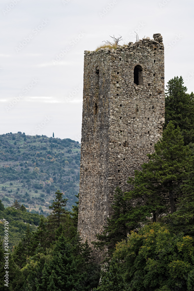 Remains the Castle of Glypia on Mt Parnon in Peloponnese, Greece Remains the Castle of Glypia on Mt Parnon in Peloponnese, Greece