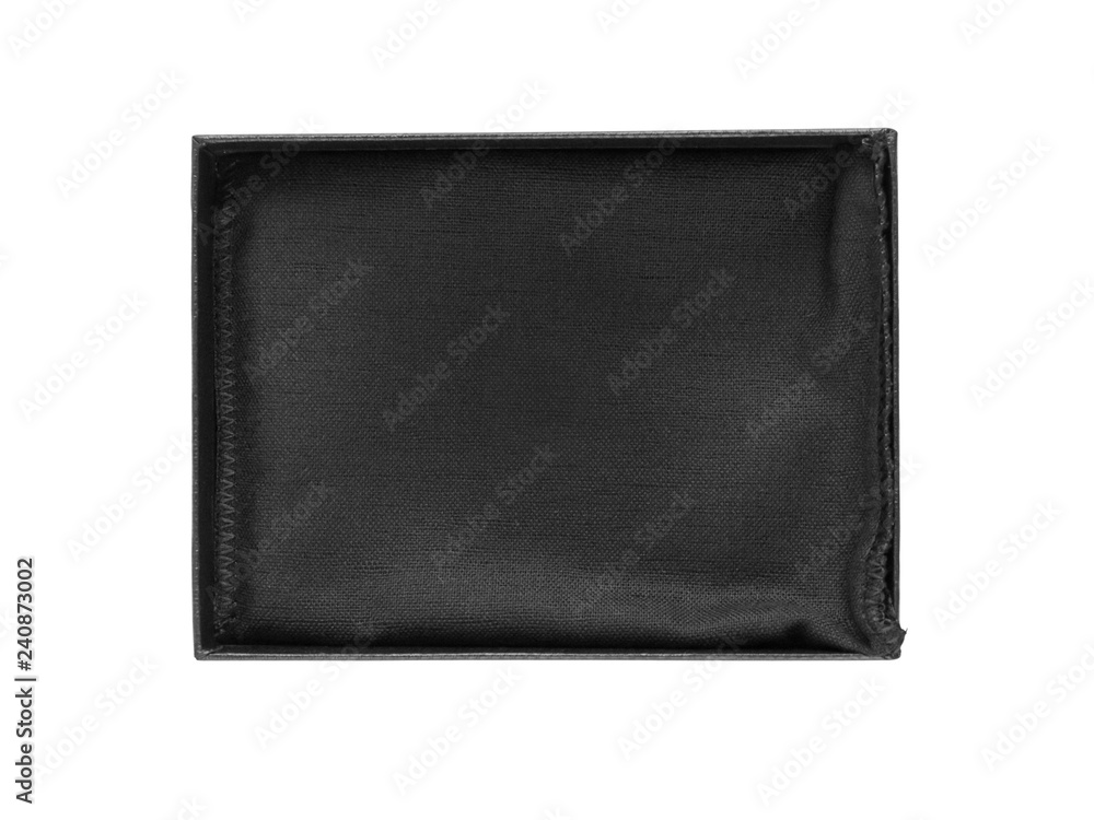 Black gift or jewelry rectangular box isolated on white.
