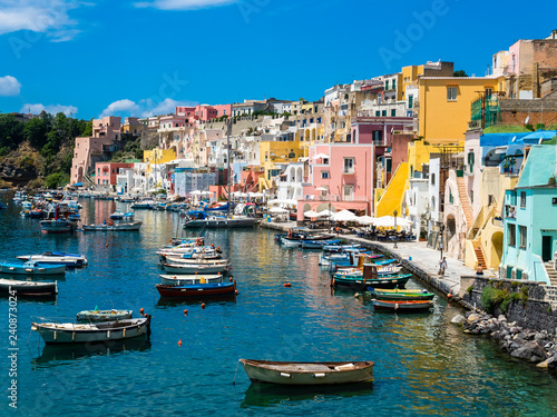 Italy, Campania, Gulf of Naples, Phlegraean Islands, Procida Island, Harbor, Marina di Corricella