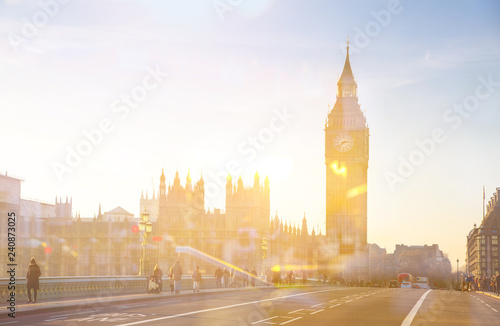 Big Ben and houses of Parliament at sunset. London, UK