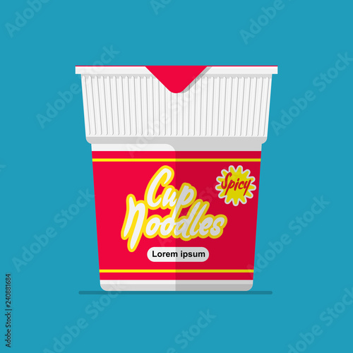 Spicy cup noodles vector flat design.