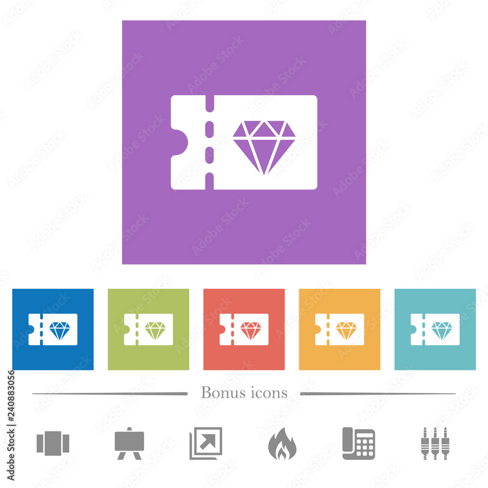 Jewelry store discount coupon flat white icons in square backgrounds Jewelry store discount coupon flat white icons in square backgrounds