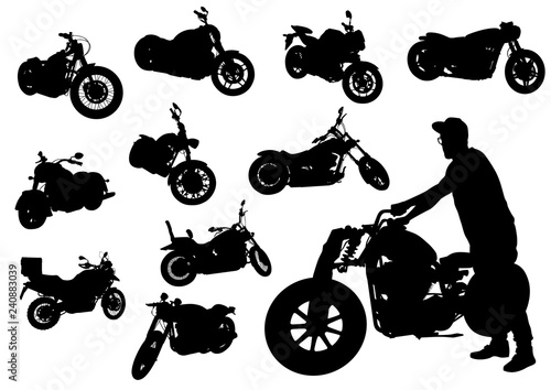 Old big bike and man white background