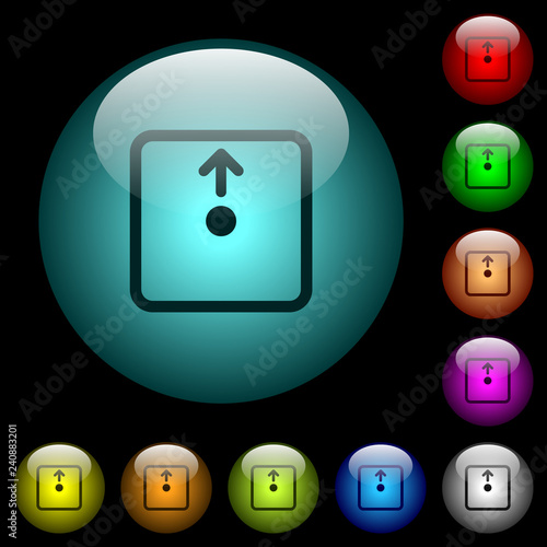 Move object up icons in color illuminated glass buttons photo