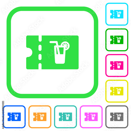 cocktail bar discount coupon vivid colored flat icons