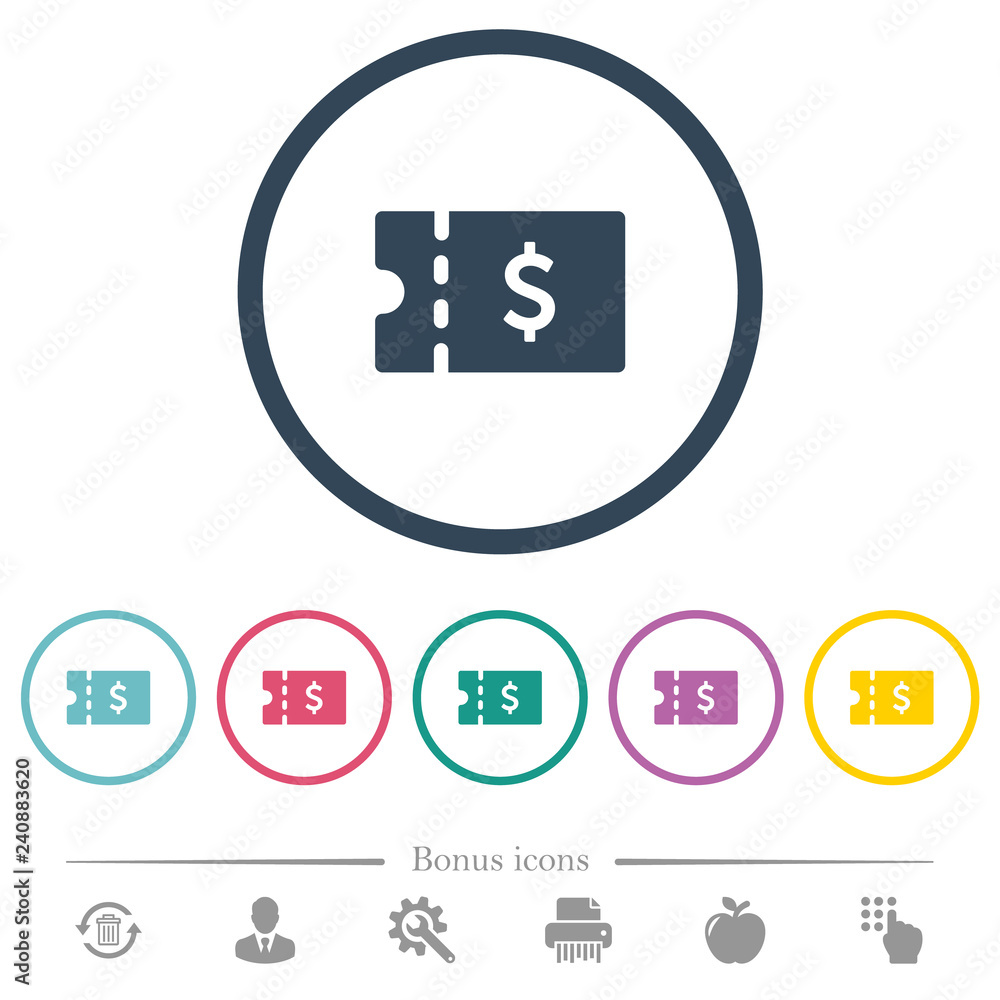 Dollar discount coupon flat color icons in round outlines Dollar discount coupon flat color icons in round outlines
