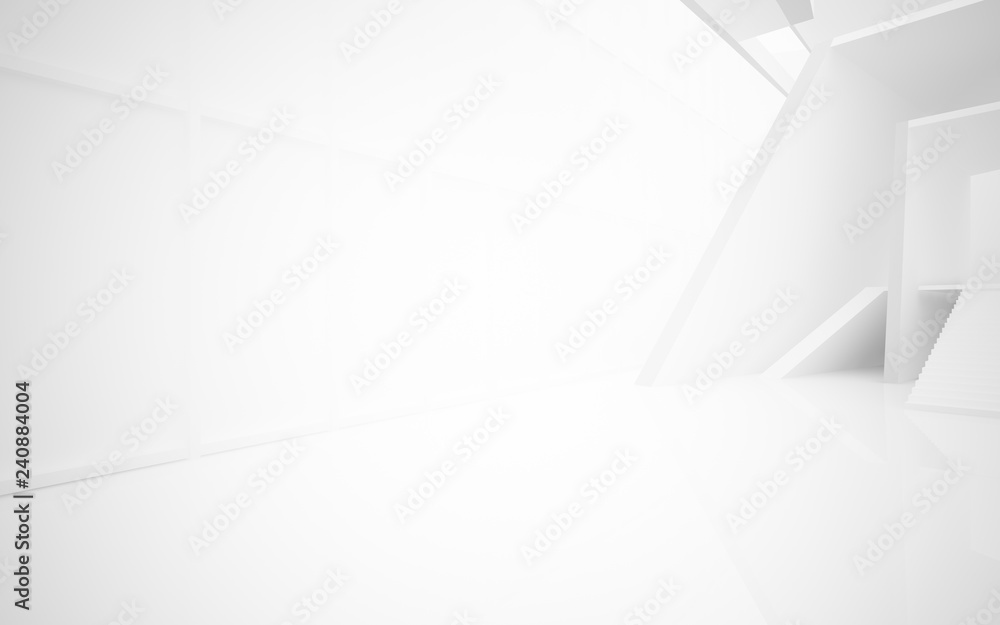 Abstract white interior multilevel public space with window. 3D illustration and rendering. Abstract white interior multilevel public space with window. 3D illustration and rendering.