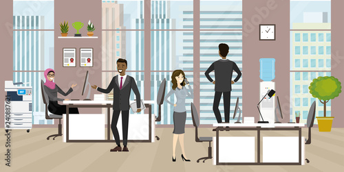 Group of business people or office workers in modern office.