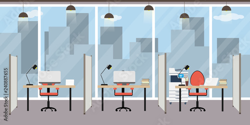 Empty modern office,workplace without people,