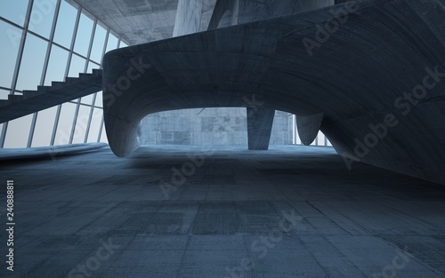 Empty dark abstract concrete smooth interior . Architectural background. 3D illustration and rendering