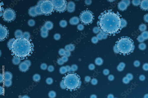 Blue Human Cells flowing 3D render