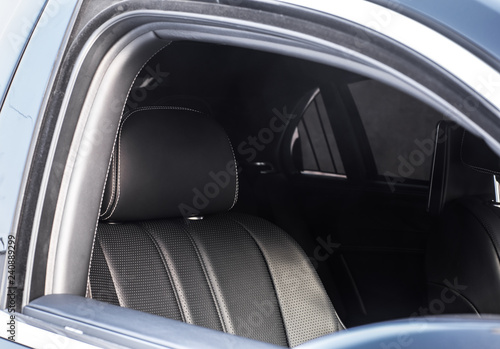 luxury black leather car interior