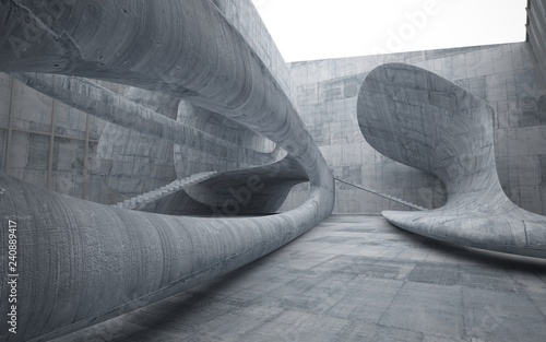 Empty dark abstract concrete smooth interior . Architectural background. 3D illustration and rendering